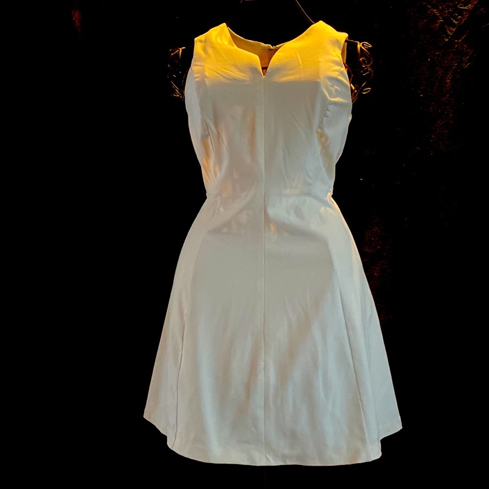 Cynthia Rowley simple basic white stretchy comfortable A-line dress Petite XS